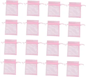 100pcs Jewelry Storage Pouch Sheer Bags Organza Drawstring Bag Mini Bag Wedding Favor Present Bags Clear Clutch Bag Clear Bags for Jewelry Mesh Bags Pink
