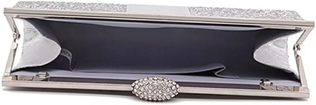 2pcs Glitter Handbag Fashion Clutch Prom Handbag Wedding Clutch Evening Bag Handbags Clutch Purse Chain