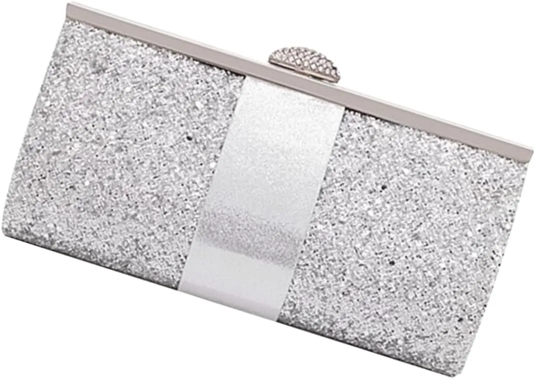 2pcs Glitter Handbag Fashion Clutch Prom Handbag Wedding Clutch Evening Bag Handbags Clutch Purse Chain