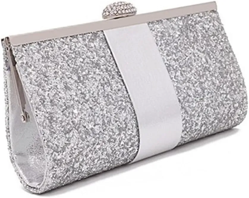 2pcs Glitter Handbag Fashion Clutch Prom Handbag Wedding Clutch Evening Bag Handbags Clutch Purse Chain