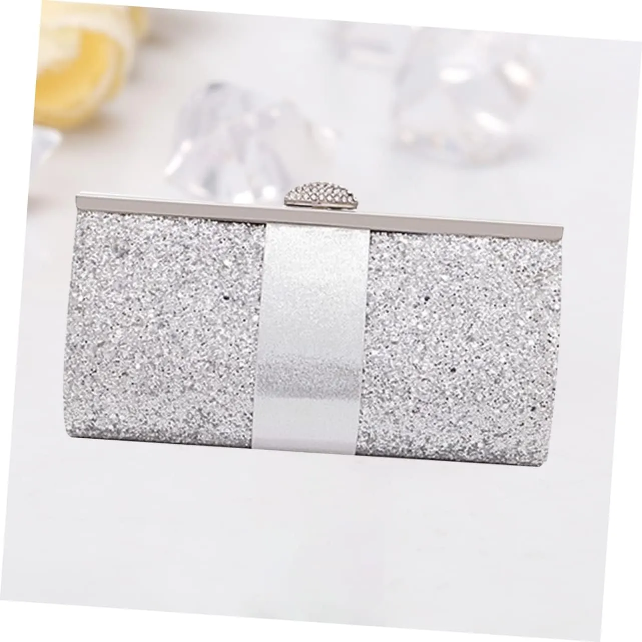 2pcs Glitter Handbag Fashion Clutch Prom Handbag Wedding Clutch Evening Bag Handbags Clutch Purse Chain