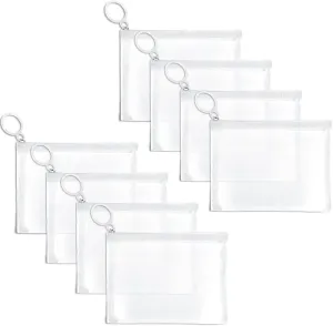 8 Pack Mini Zipper Mesh Makeup Bags, Nylon Cosmetic Bags Toiletry Purse Travel Organizer Bags Inside Bag for Office Travel Organization (White, XS)