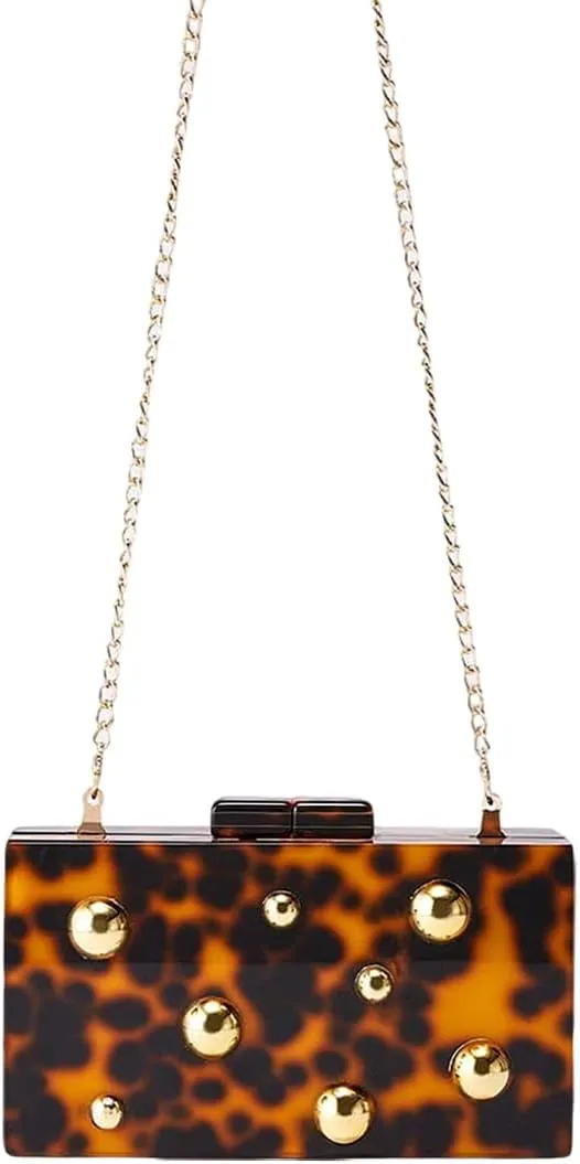 Acrylic Clutch Purses for Women Pearl Studded Marbling Evening Bag Unique Geometric Handbag for Party Wedding