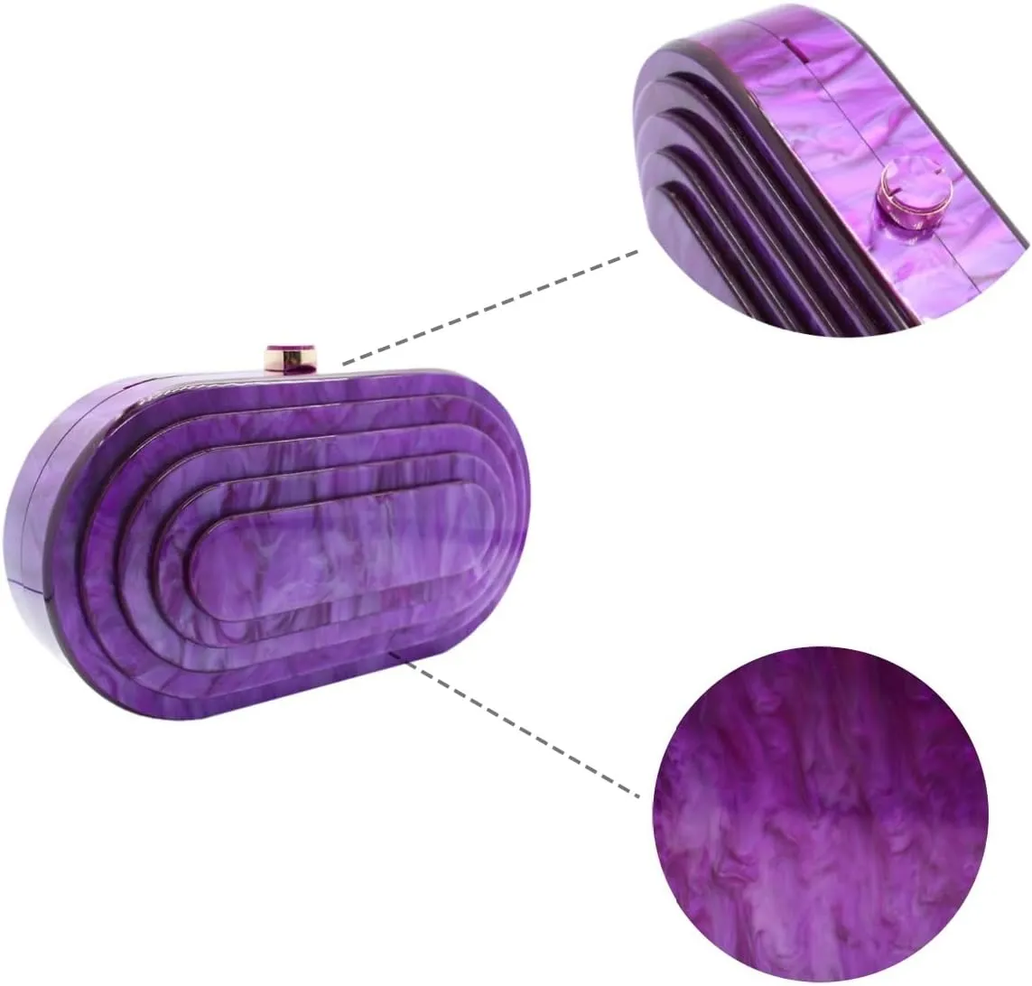 Acrylic Evening Clutch Bag for Women Shell Shape Shoulder Crossbody Bag Glitter Marble Purse Handbag