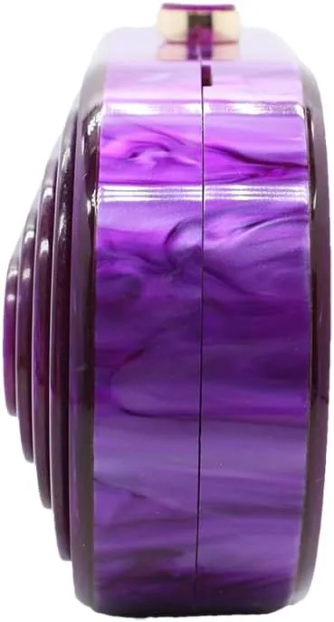 Acrylic Evening Clutch Bag for Women Shell Shape Shoulder Crossbody Bag Glitter Marble Purse Handbag