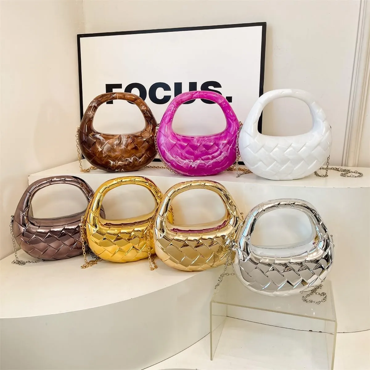 Acrylic Handbags for Women Cute Acrylic Clutch Small Unique Purse Trendy Metal Evening Bag for Party Cocktail