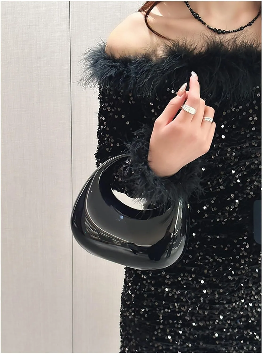 Acrylic Handbags for Women Cute Acrylic Clutch Small Unique Purse Trendy Metal Evening Bag for Party Cocktail