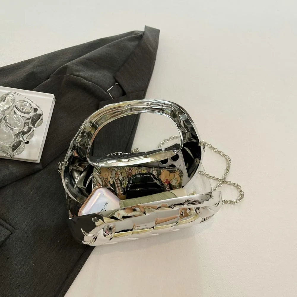 Acrylic Handbags for Women Unique Top-handle Evening Clutch Purse Chain Strap Crossbody Bag for Wedding Cocktail Party