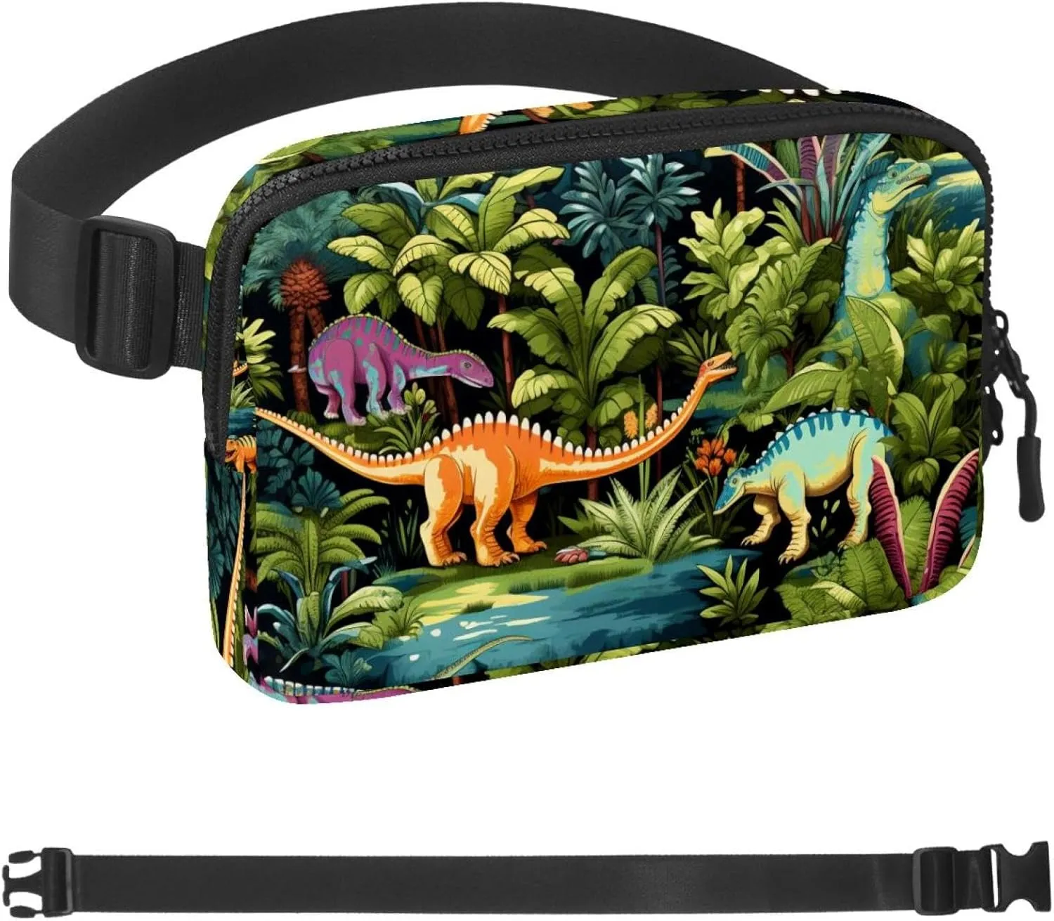 Ancient Dinosaurs E Fanny Packs for Women Men, Crossbody Belt Bag with Zipper Pockets,Waterproof Waist Packs with Adjustable Strap for Workout Running Traveling Hiking