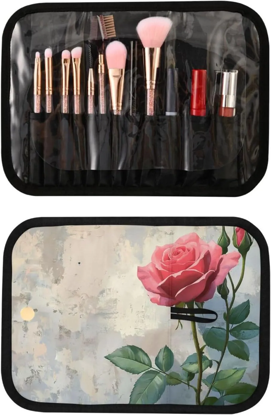 Antique Wall Portable Cosmetic Makeup Bag- Multi-layer Area Storage & Easy Travel, Large Capacity Travel Toiletry Bags 3 Piece Set