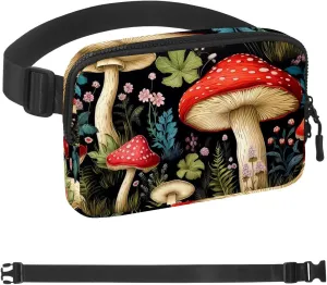 Antivir Mushrooms Fanny Packs for Women Men, Crossbody Belt Bag with Zipper Pockets,Waterproof Waist Packs with Adjustable Strap for Workout Running Traveling Hiking
