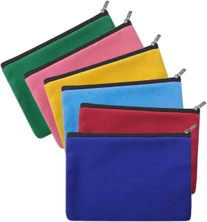 Aspire 6-Pack Multi-Purpose Cotton Canvas Bags, 7 x 5 Inch DIY Craft Pouches (6 Colors)