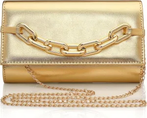 BABEYOND Clutch Purses for Women - Evening Bag Gold Flap Clutch with Chain for Formal Party Cocktail Prom Wedding Handbags