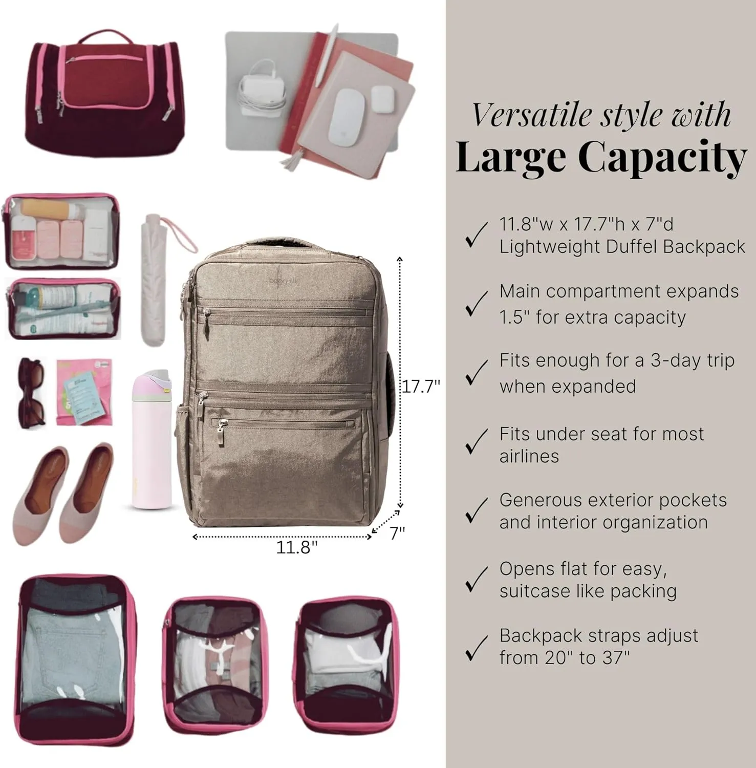 Baggallini Modern Convertible Travel Backpack