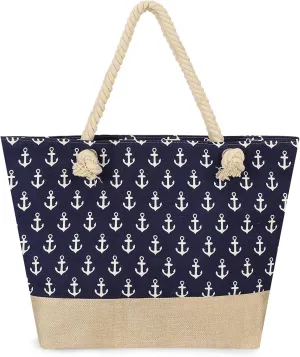 Beach Bags for Women Large Waterproof Tote Bag with Zipper Lightweight Canvas Reusable Grocery Shopping Shoulder Bag