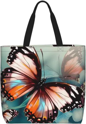 Beautiful Butterfly Tote Bag for Women Hobo Handbags with Zipper Large Shoulder Bag Shopping Bags Travel Purse