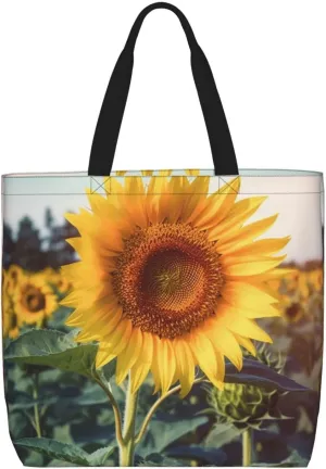 Beautiful sunflower Tote Bag for Women Hobo Handbags with Zipper Large Shoulder Bag Shopping Bags Travel Purse