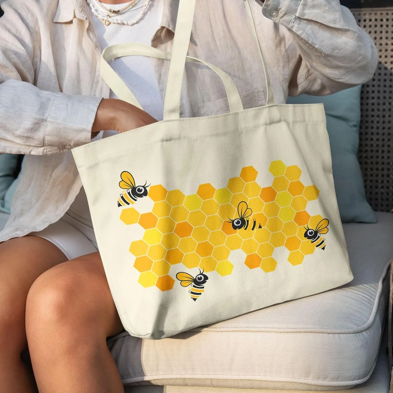 Big Canvas Tote Bag Aesthetic for Women, Flower Reusable Cloth Bags for Shopping Grocery Shoulder Bag