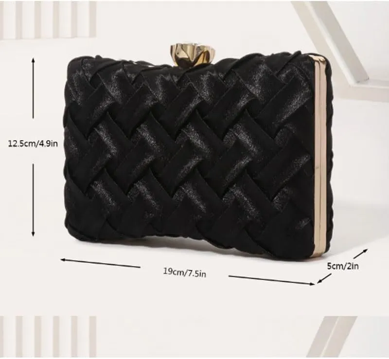 Black Imitation Soft Silk Clutch Purses European American Evening Bag