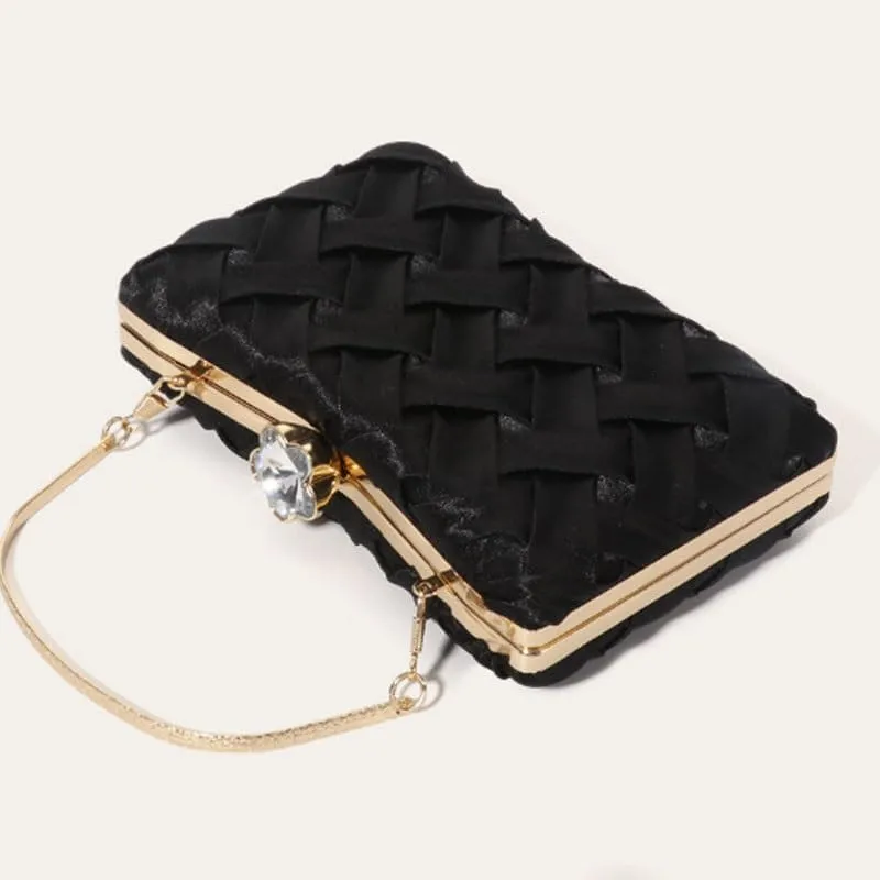 Black Imitation Soft Silk Clutch Purses European American Evening Bag