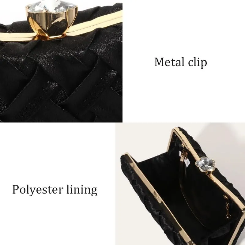 Black Imitation Soft Silk Clutch Purses European American Evening Bag