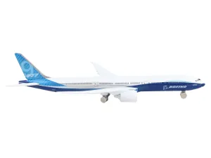 Boeing 777X Commercial Aircraft Corporate Livery White and Blue Diecast Model Airplane by Daron