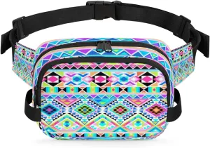 Boho Modern Geometric Fanny Pack Crossbody Bags for Women Men Waist Packs Hip Bum Bag Cross Body Fanny Pack with Adjustable Strap for Running Hiking Travel