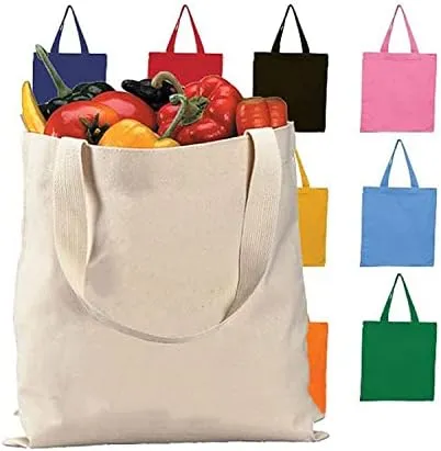 Boolavard Cotton Tote Bag, Lightweight Medium Reusable Grocery Shopping Cloth Bags, Suitable for DIY, Advertising, Promotion