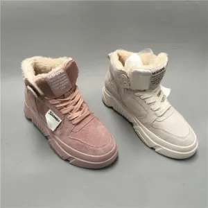BOOPDO DESIGN HIGH TOP BOOT TRAINERS WITH FAUX FUR LINING
