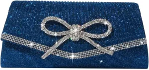 Bow Evening Bag Sparkly Clutch Purses for Women Wedding Glitter Rhinestone Party Prom Purse Dressy Clutch Bags