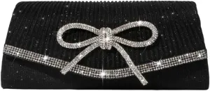 Bow Evening Bag Sparkly Clutch Purses for Women Wedding Glitter Rhinestone Party Prom Purse Dressy Clutch Bags