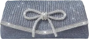 Bow Evening Bag Sparkly Clutch Purses for Women Wedding Glitter Rhinestone Party Prom Purse Dressy Clutch Bags