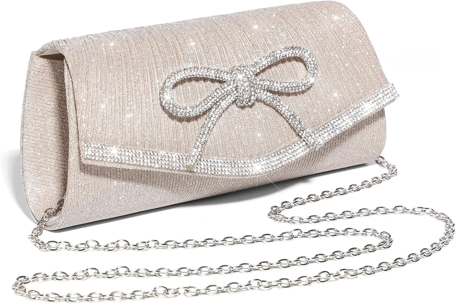 Bow Evening Bag Sparkly Clutch Purses for Women Wedding Glitter Rhinestone Party Prom Purse Dressy Clutch Bags