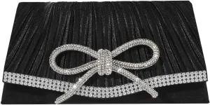 Bow Evening Bag Sparkly Clutch Purses for Women Wedding Glitter Rhinestone Party Prom Purse Dressy Clutch Bags