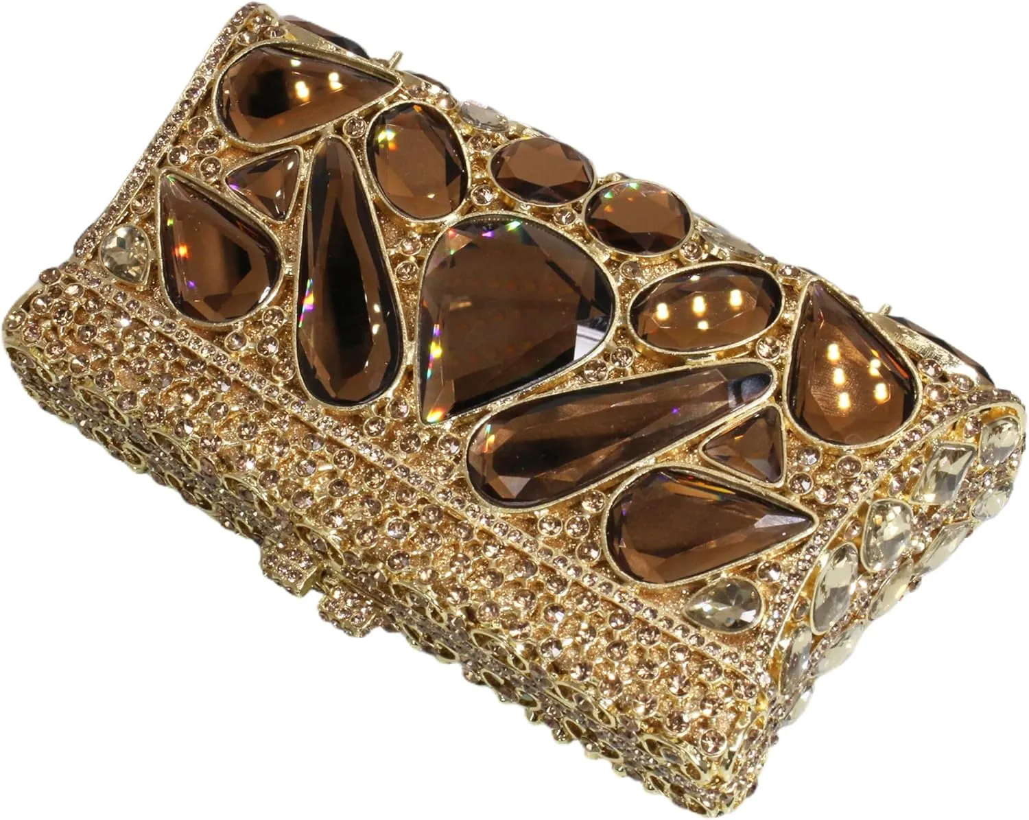Bridal Crystal Handbags Novetly Rhinestone Stones Purses Box Evening Bag Unique Agate Stones Mini Clutch for Wedding