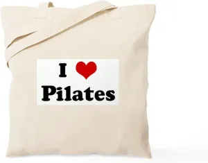 CafePress I Love Pilates Tote Bag Natural Canvas Tote Bag, Reusable Shopping Bag