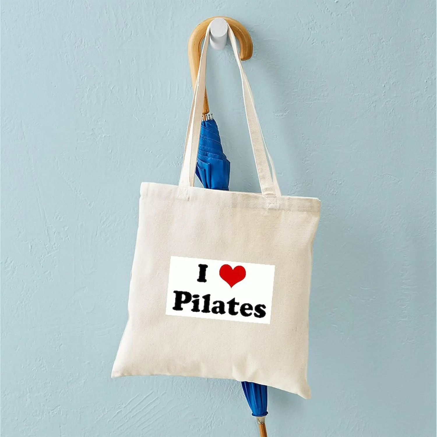 CafePress I Love Pilates Tote Bag Natural Canvas Tote Bag, Reusable Shopping Bag