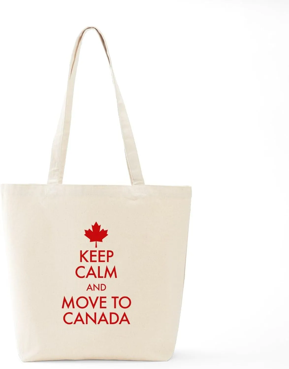 CafePress Keep Calm Move To Canada Tote Bag Reusable Natural Beige Canvas Shopping Bag