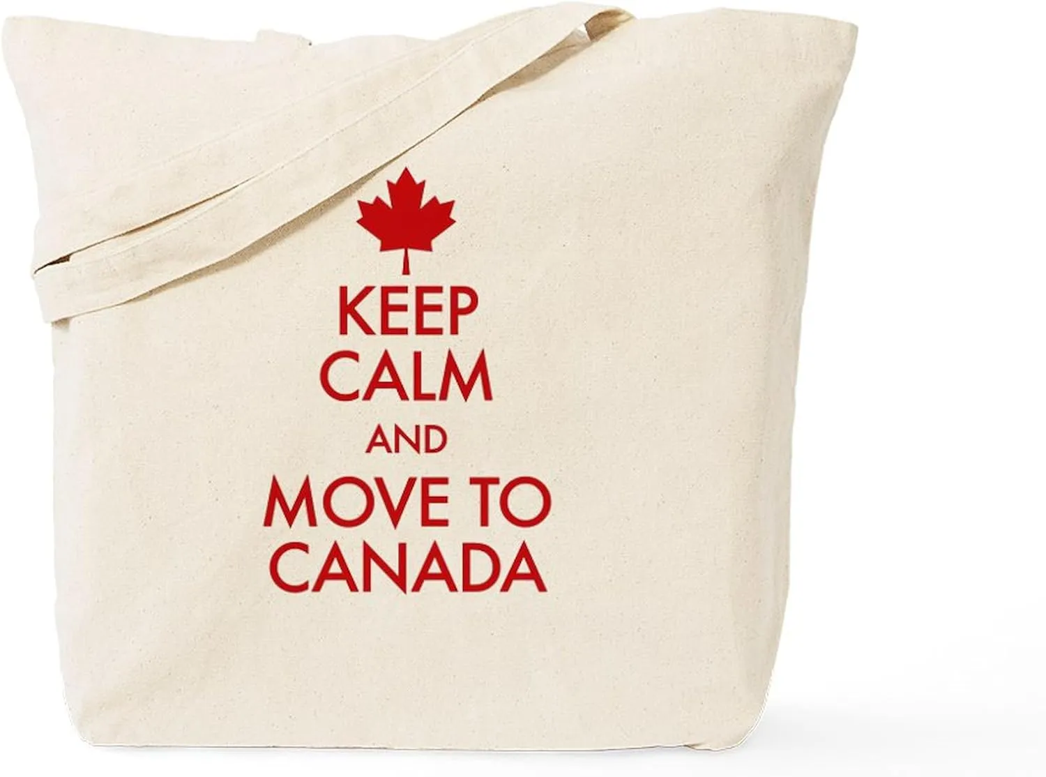 CafePress Keep Calm Move To Canada Tote Bag Reusable Natural Beige Canvas Shopping Bag