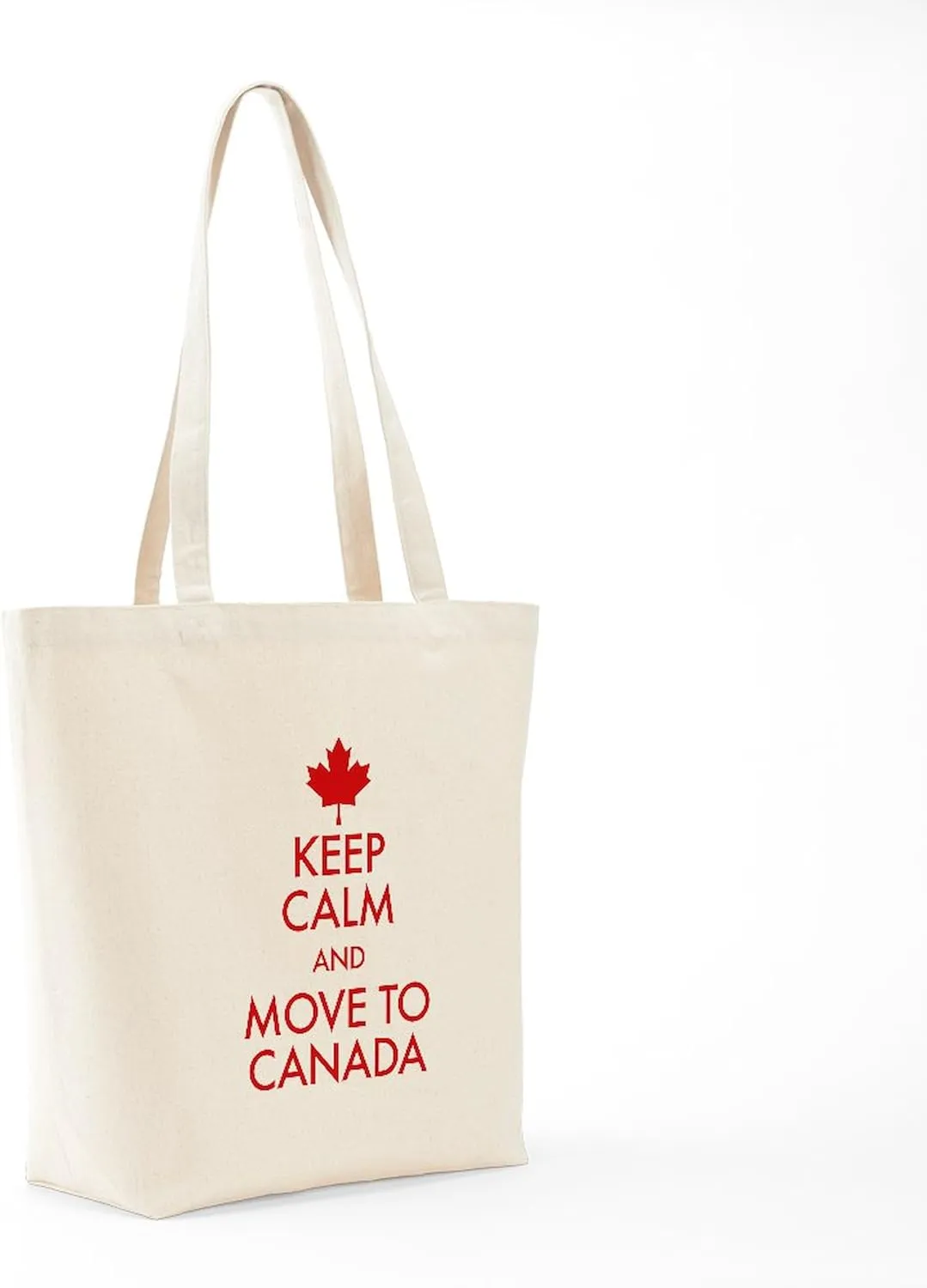 CafePress Keep Calm Move To Canada Tote Bag Reusable Natural Beige Canvas Shopping Bag