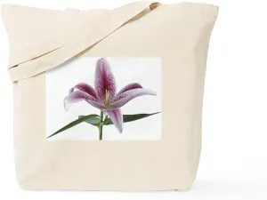 CafePress Lily Flower Tote Bag Reusable Natural Beige Canvas Shopping Bag