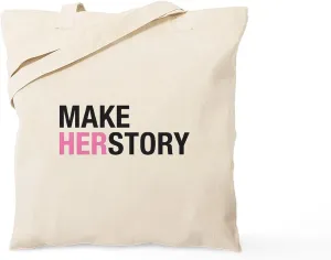 CafePress Make Herstory Tote Bag Natural Canvas Tote Bag, Reusable Shopping Bag
