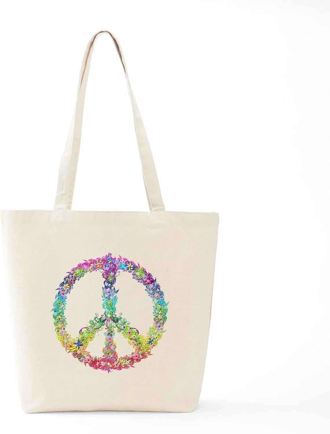 CafePress Peace Of Flowers Tote Bag Natural Canvas Tote Bag, Reusable Shopping Bag
