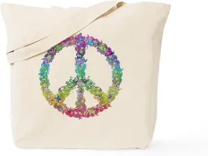 CafePress Peace Of Flowers Tote Bag Natural Canvas Tote Bag, Reusable Shopping Bag