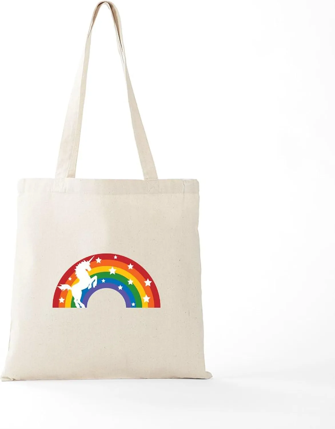 CafePress Retro Rainbow Unicorn Tote Bag Reusable Natural Beige Canvas Shopping Bag