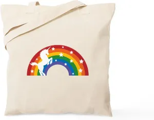 CafePress Retro Rainbow Unicorn Tote Bag Reusable Natural Beige Canvas Shopping Bag