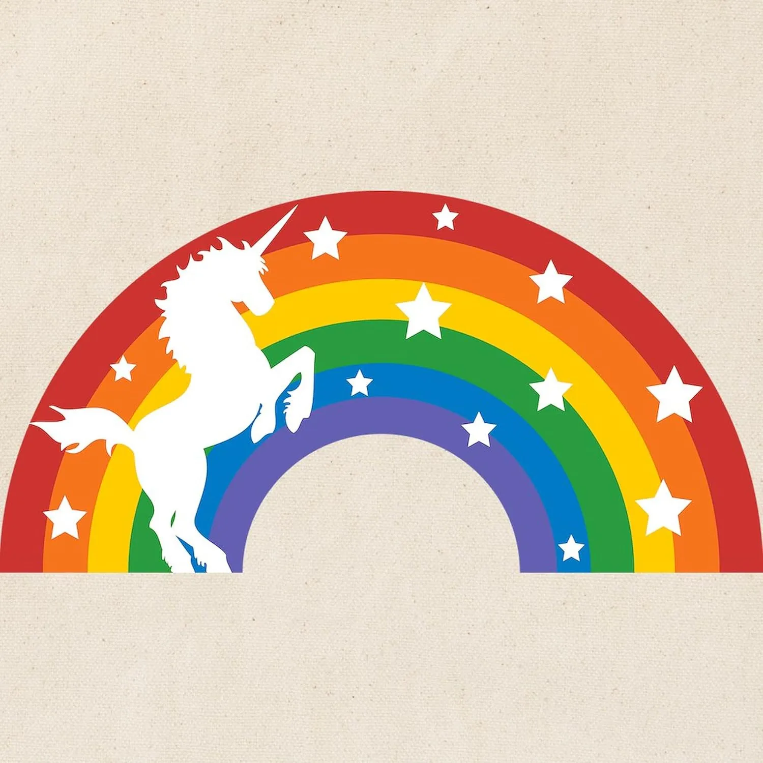 CafePress Retro Rainbow Unicorn Tote Bag Reusable Natural Beige Canvas Shopping Bag