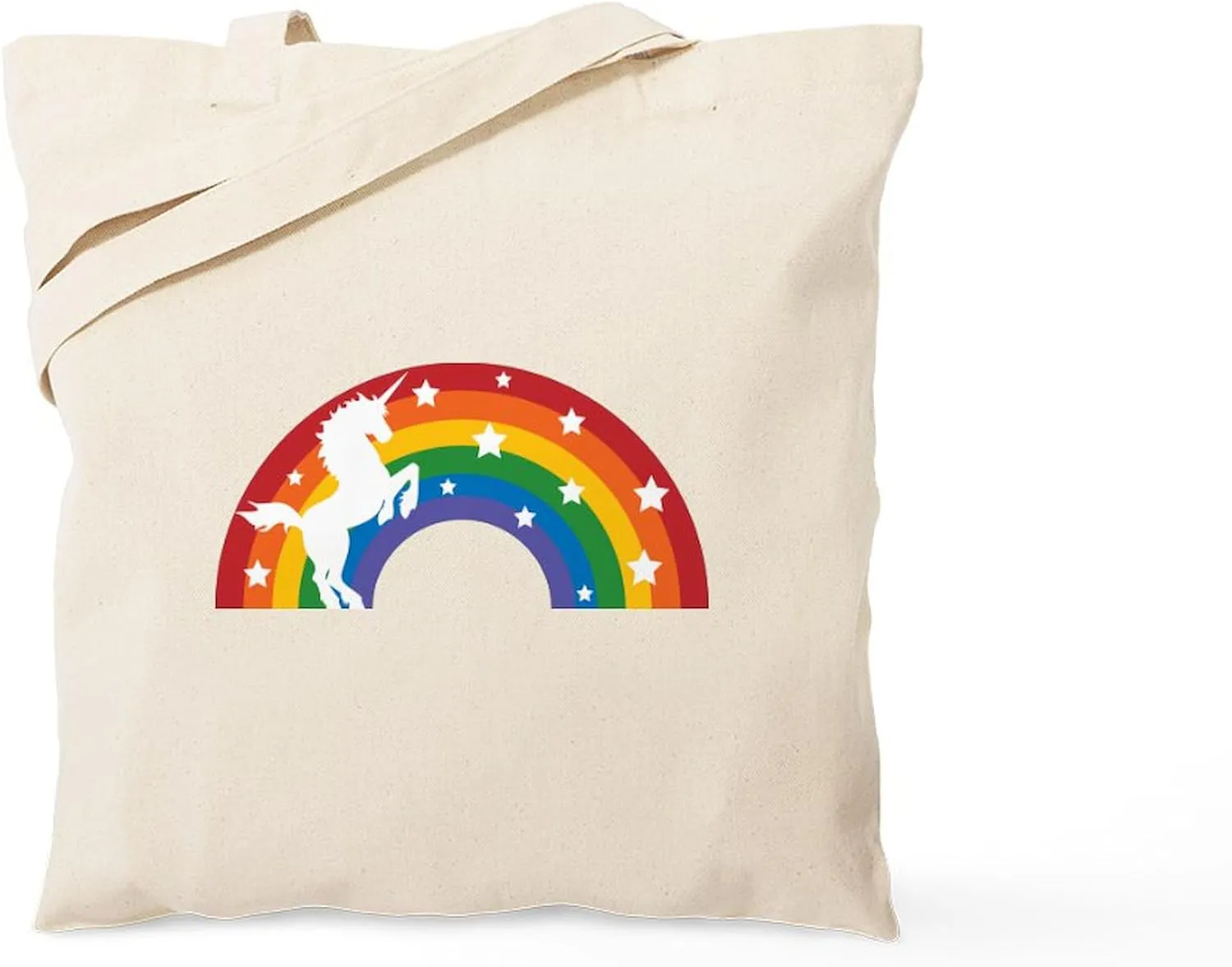 CafePress Retro Rainbow Unicorn Tote Bag Reusable Natural Beige Canvas Shopping Bag