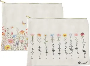 Canvas Cosmetic Makeup Bag for Women - Zipper Cotton Travel Toiletry Pouch - Multi-Purpose Small Canvas Bags Bulk