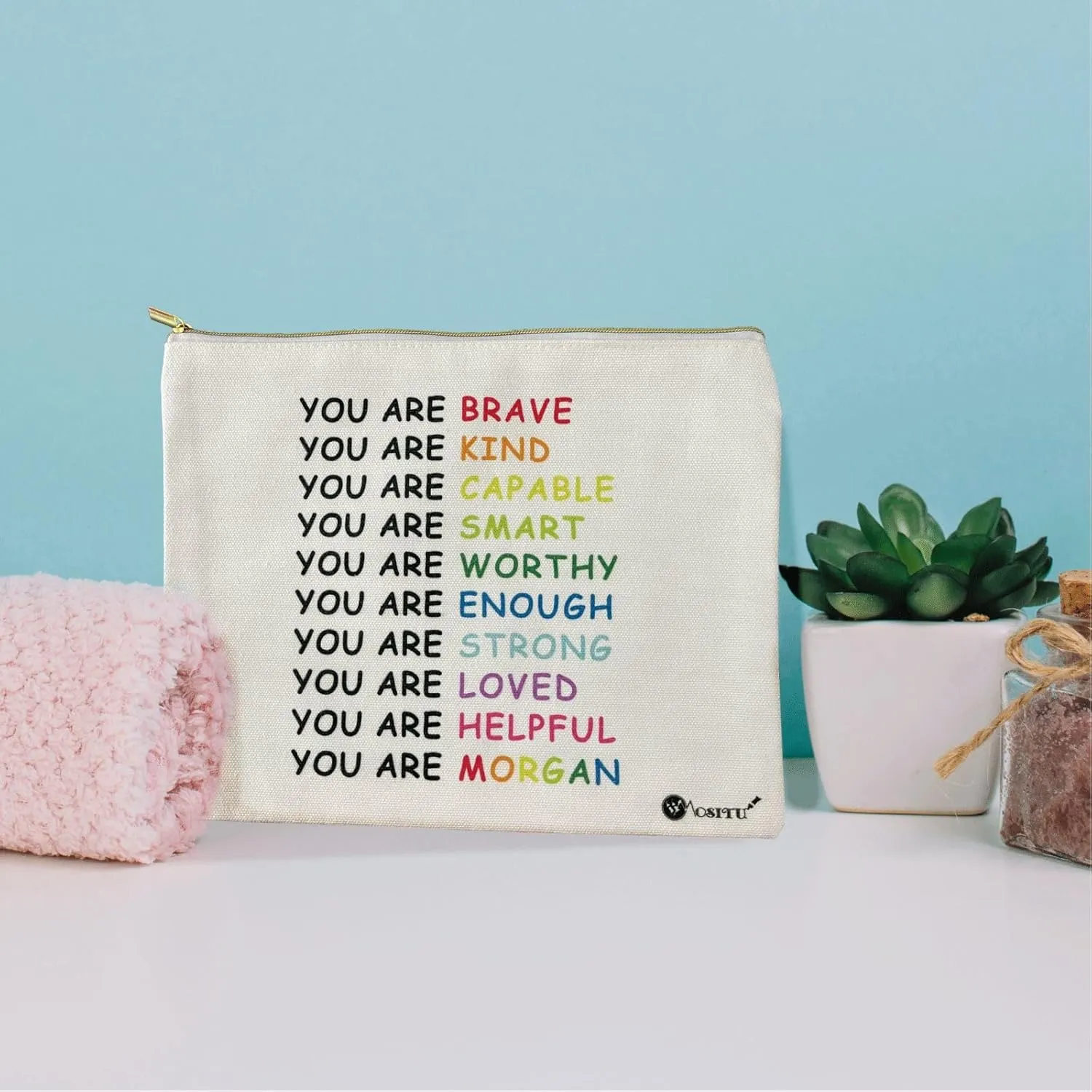 Canvas Cosmetic Makeup Bag for Women - Zipper Cotton Travel Toiletry Pouch - Multi-Purpose Small Canvas Bags Bulk